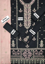 Black Embroidered Suit - 3 Pcs Set with Dupatta, Shirt and Trouser