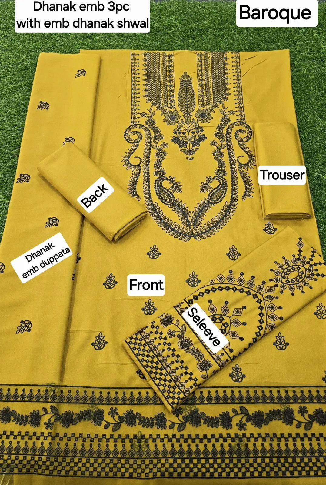 BAROQUE FABRIC DHANAK DHANAK EMB 3pc