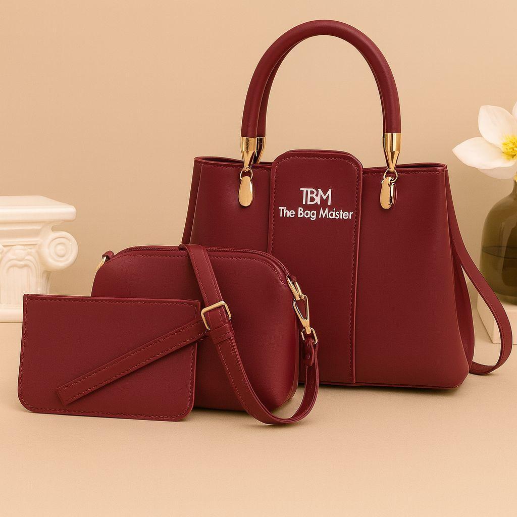 Girl's Rexine Hand Bag Set - Stylish & Versatile 3 pcs