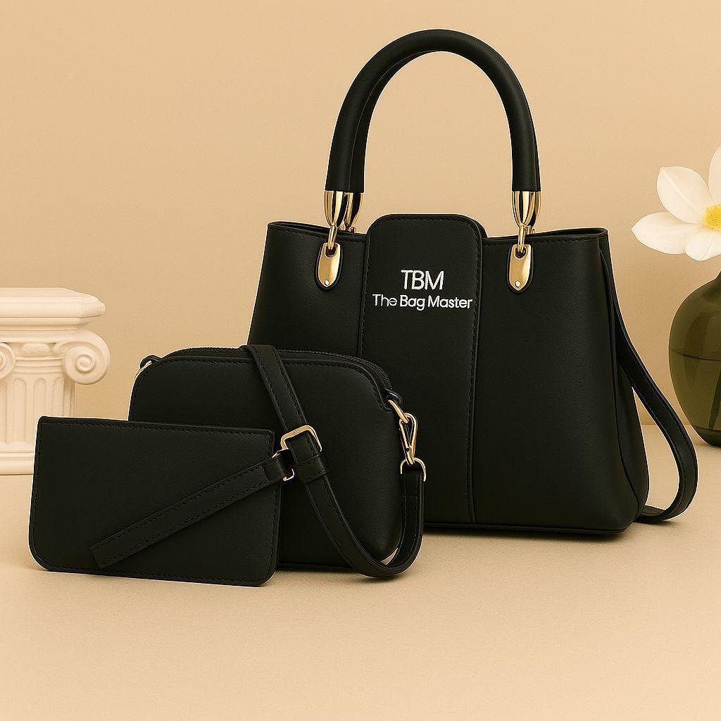 Girl's Rexine Hand Bag Set - Stylish & Versatile 3 pcs