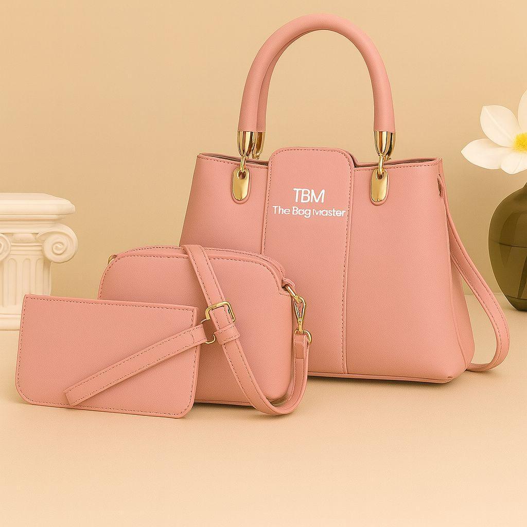 Girl's Rexine Hand Bag Set - Stylish & Versatile 3 pcs