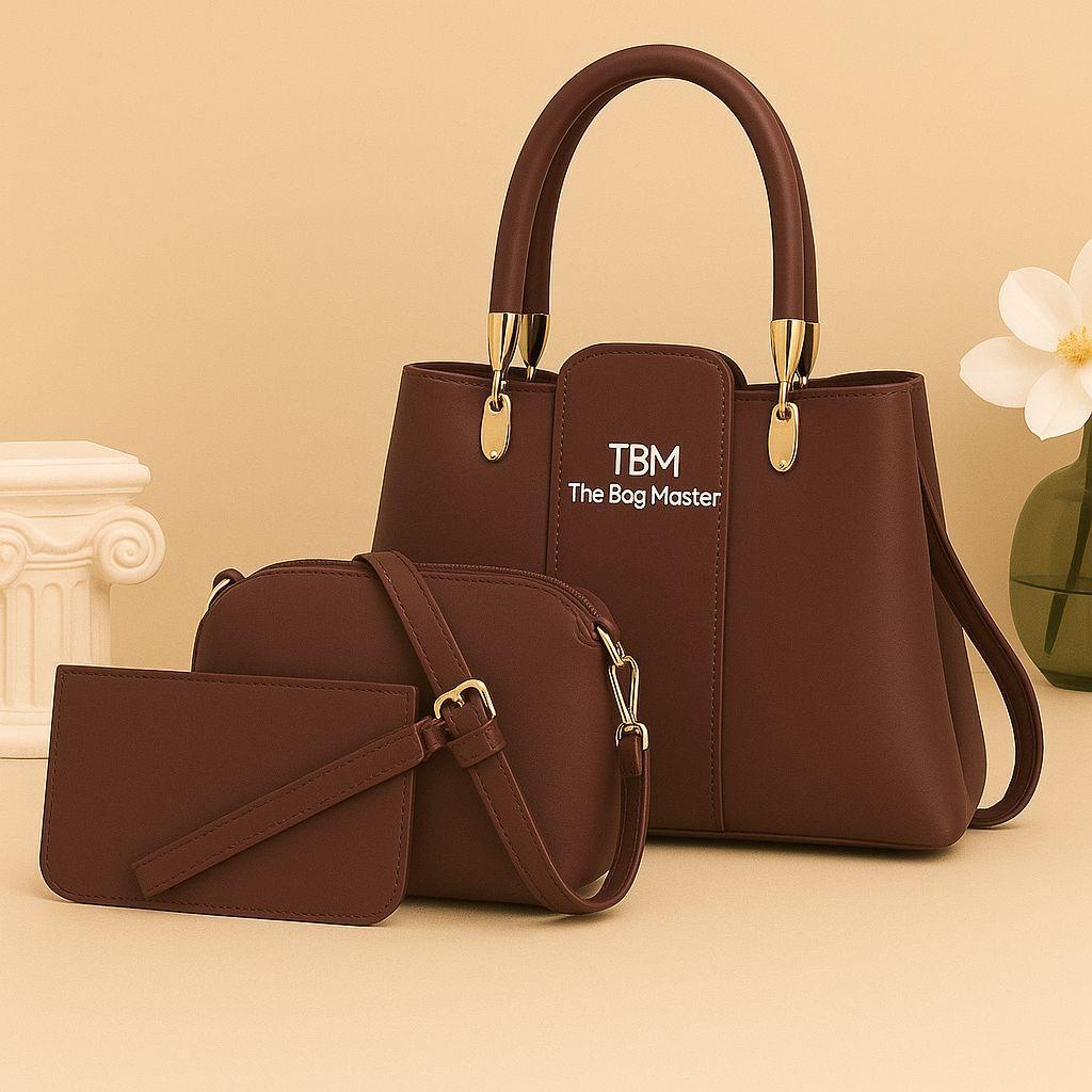 Girl's Rexine Hand Bag Set - Stylish & Versatile 3 pcs