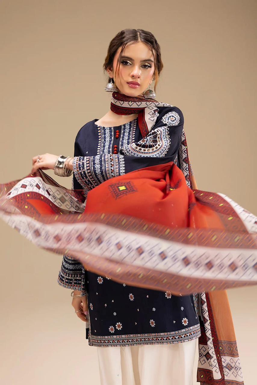 Women's Unstitched Embroidered Suit 3 Pcs