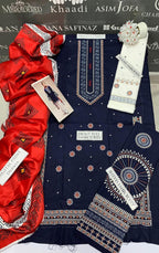 Women's Unstitched Embroidered Suit 3 Pcs