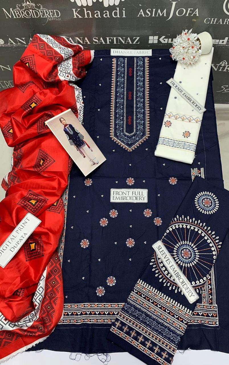 Women's Unstitched Embroidered Suit 3 Pcs