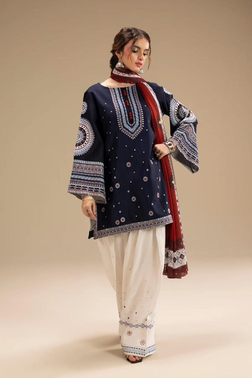 Women's Unstitched Embroidered Suit 3 Pcs